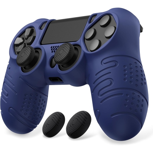 Habillage en silicone de PlayVital Line pour manette de PS5, étui protecteur souple antidérapant avec capuchons antidérapants, bleu minuit