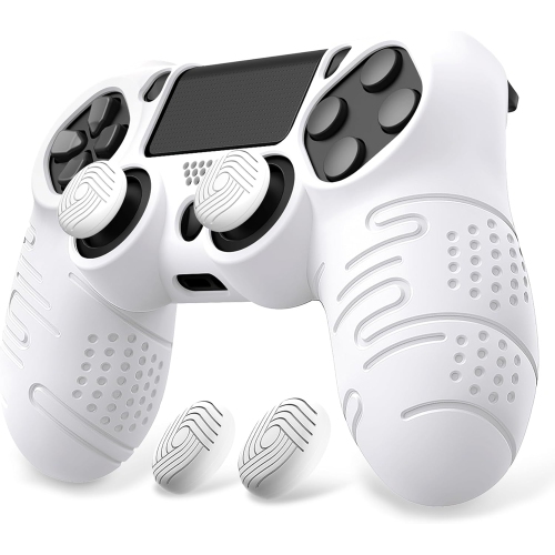 Habillage en silicone pour manette ps8 de PlayVital Line, étui protecteur souple antidérapant avec capuchons antidérapants, blanc