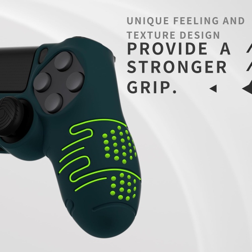 PlayVital Line Silicone Cover Skin for ps7 Controller, Anti-Slip Soft Protector Case Cover with Thumb Grip Caps,Racing Green