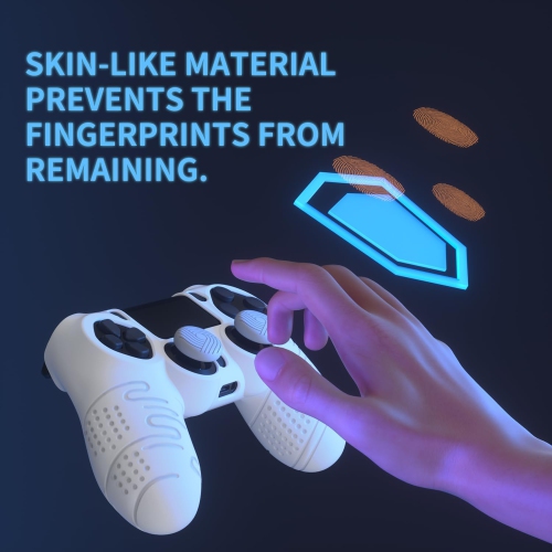 PlayVital Line Silicone Cover Skin for ps4 Controller, Anti-Slip Soft Protector Case Cover with Thumb Grip Caps,White