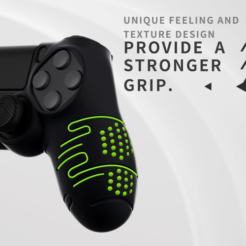PlayVital Line Silicone Cover Skin for ps4 Controller, Anti-Slip Soft Protector Case Cover with Thumb Grip Caps,Black