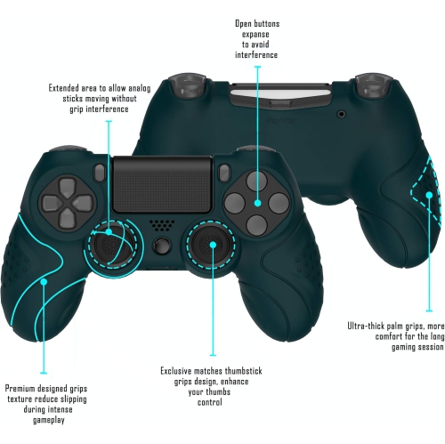 PlayVital Guardian Edition Ergonomic Soft Anti-Slip Controller Case Cover for ps4, Rubber Protector Skin with Caps for ps4 Slim/Pro Controller,Racing