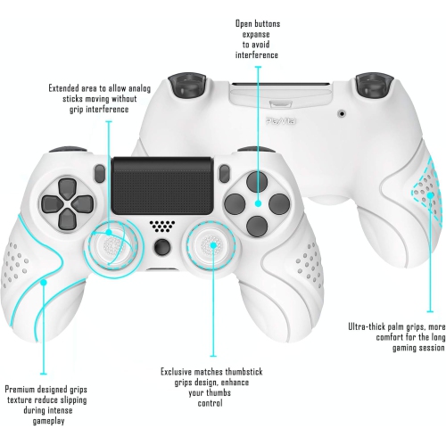 Étui souple antidérapant ergonomique pour manette PS4 Guardian Edition de PlayVital, protecteur en caoutchouc avec capuchons pour manette PS4