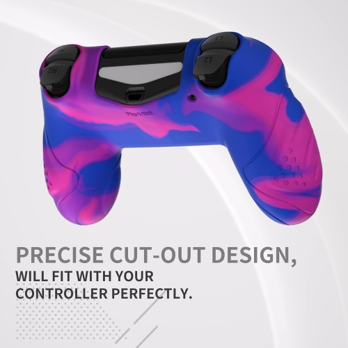PlayVital Guardian Edition Ergonomic Soft Anti-Slip Controller Case Cover for ps4, Rubber Protector Skin with Caps for ps4 Slim/Pro Controller,Pink &