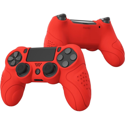 PlayVital Guardian Edition Ergonomic Soft Anti-Slip Controller Case Cover for ps4, Rubber Protector Skin with Caps for ps4 Slim/Pro