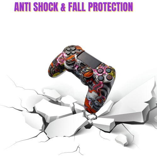 Skin for Ps4 Controller, Anti-Slip Silicone Shell Cover Case with 2pcs Thumb Grip Caps for PS4/ Slim/Pro Dualshock 4 Controller Wireless Gamepad,Lion