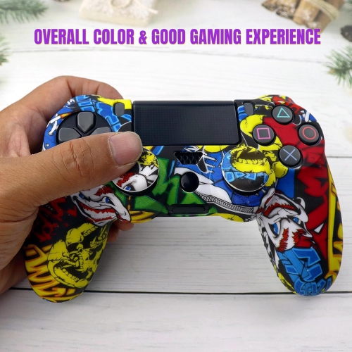 Skin for Ps4 Controller, Anti-Slip Silicone Shell Cover Case with 2pcs Thumb Grip Caps for PS4/ Slim/Pro Dualshock 4 Controller Wireless