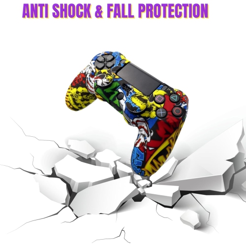 Skin for Ps4 Controller, Anti-Slip Silicone Shell Cover Case with 2pcs Thumb Grip Caps for PS4/ Slim/Pro Dualshock 4 Controller Wireless