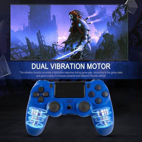 Manette sans fil PS4 avec prise audio, contrôle du mouvement à six axes, vibrations et pavé tactile, compatible avec PlayStation 4/Slim/Pro/PC, bleu