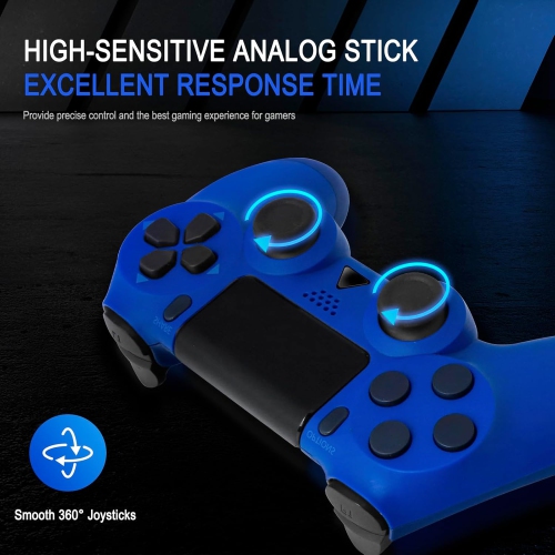 Manette sans fil PS4 avec prise audio, contrôle du mouvement à six axes, vibrations et pavé tactile, compatible avec PlayStation 4/Slim/Pro/PC, bleu