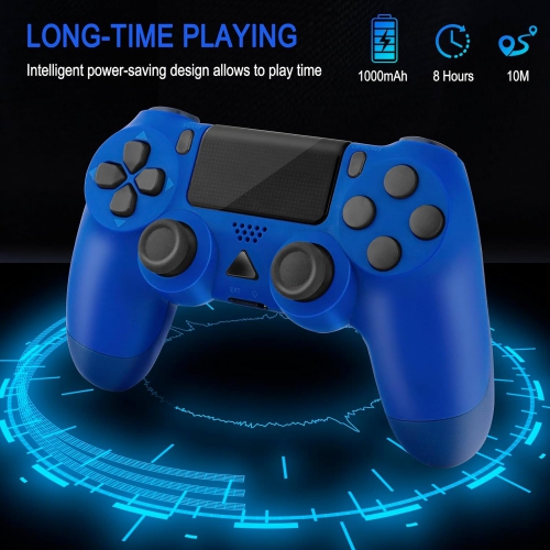 Manette sans fil PS4 avec prise audio, contrôle du mouvement à six axes, vibrations et pavé tactile, compatible avec PlayStation 4/Slim/Pro/PC, bleu