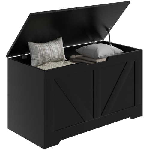 HOMCOM – Coffre de rangement avec 2 charnières de sécurité et poignée découpée en U, boîte en bois pour le salon, entrée, 31,5 x 15,7 x 17,7", grain