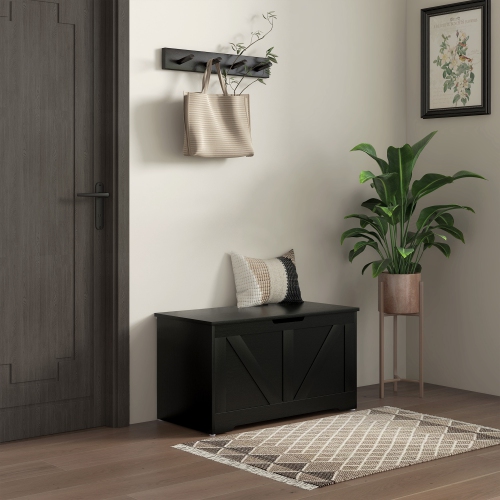 HOMCOM Storage Chest, Storage Bench with 2 Safety Hinges and U-shaped Cut-out Pull for Living Room, Entryway, 31.5" x 15.7" x 17.7", Supports 300