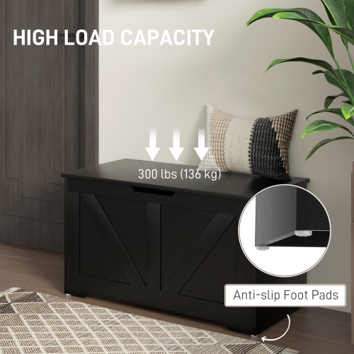 HOMCOM Storage Chest, Storage Bench with 2 Safety Hinges and U-shaped Cut-out Pull for Living Room, Entryway, 31.5" x 15.7" x 17.7", Supports 300