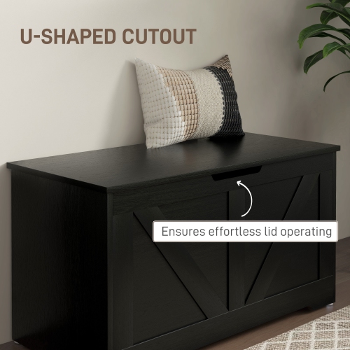 HOMCOM Storage Chest, Storage Bench with 2 Safety Hinges and U-shaped Cut-out Pull for Living Room, Entryway, 31.5" x 15.7" x 17.7", Supports 300
