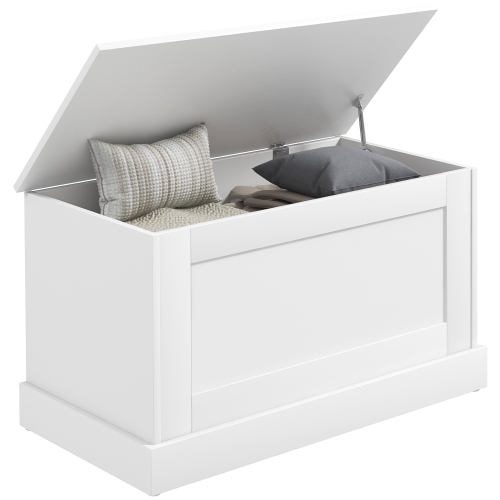 HOMCOM – Commode de rangement, coffre de rangement avec charnière de sécurité, boîte en bois pour salon, entrée, 31,5 17 x 15 7 x 7&nbsp;po, grain de