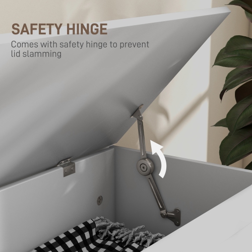 HOMCOM Storage Chest, Storage Trunk with Safety Hinge, Wooden Box for Living Room, Entryway, 31.5" x 15.7" x 17.7", White Wood Grain