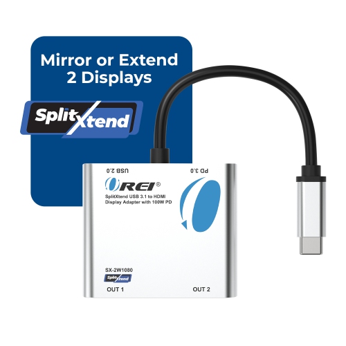 OREI SplitXtend USB 3.1 to HDMI Display Adapter with 100W PD