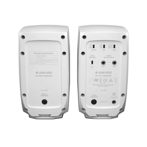 Image 4 of 4.. ADAM Audio D3V Active Desktop Monitor System - White