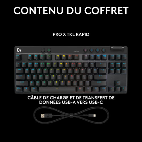 Logitech G PRO X Tenkeyless Rapid Backlit RGB Magnetic Analog Switches Gaming Keyboard - Black - Bilingual