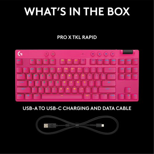 Logitech G PRO X Tenkeyless Rapid Backlit RGB Magnetic Analog Switches Gaming Keyboard -Magenta- Bilingual