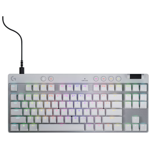 Logitech G PRO X Tenkeyless Rapid Backlit RGB Magnetic Analog Switches Gaming Keyboard - White- Bilingual