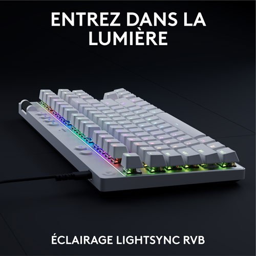 Logitech G PRO X Tenkeyless Rapid Backlit RGB Magnetic Analog Switches Gaming Keyboard - White- Bilingual