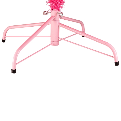 Pre-Lit Artificial Tinsel Christmas Tree - 7' - Pink - Clear Lights