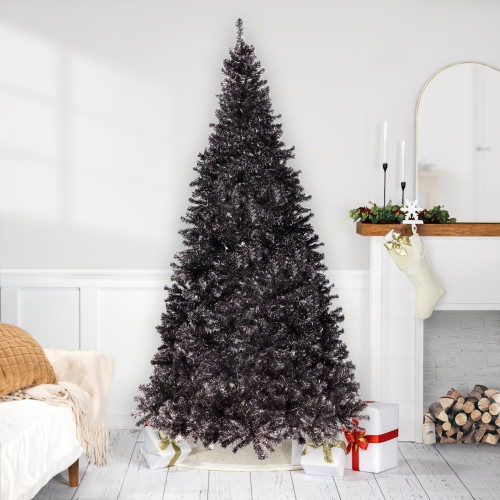 NORTHLIGHT  Artificial Tinsel Halloween Tree - 9' - - Unlit In Black