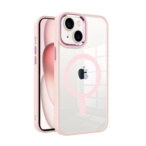 [CS] Étui transparent rigide magnétique magnétique MagSafe pour iPhone 14 Plus/15 Plus, rose doré