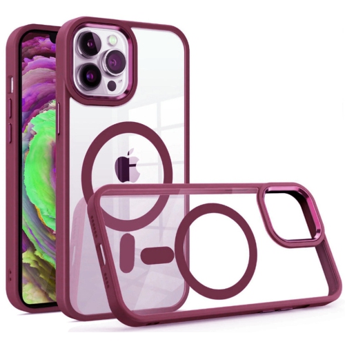 CSMART  [Cs] Transparent Hard PC Hybrid Magnetic Magsafe Case Cover for Iphone 14 Pro Max, Wine