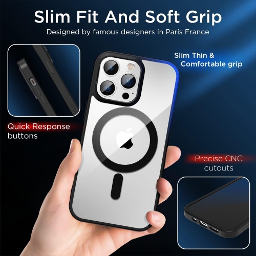 [CS] Transparent Hard PC Hybrid Magnetic MagSafe Case Cover for iPhone 16 Pro, Navy