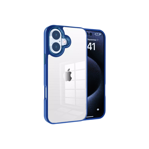 [CS] Étui rigide transparent hybride pour iPhone 16, bleu marine