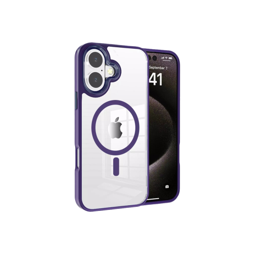 CSMART  [Cs] Transparent Hard PC Hybrid Magnetic Magsafe Case Cover for Iphone 16 In Purple