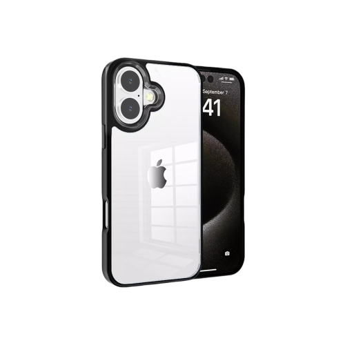 [CS] Étui rigide transparent hybride pour iPhone 16, noir