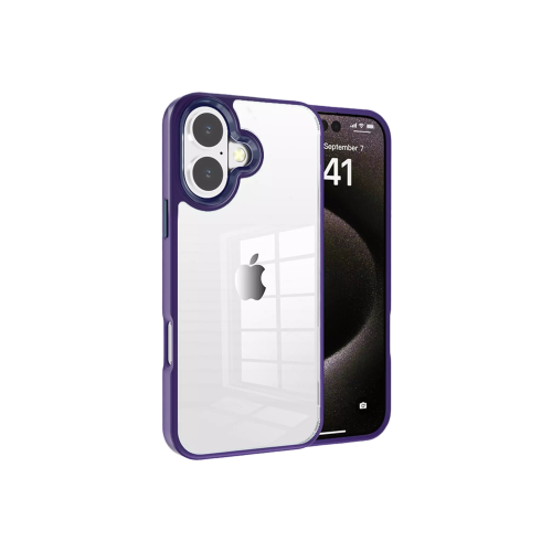 [CS] Étui rigide transparent hybride pour iPhone 16, violet