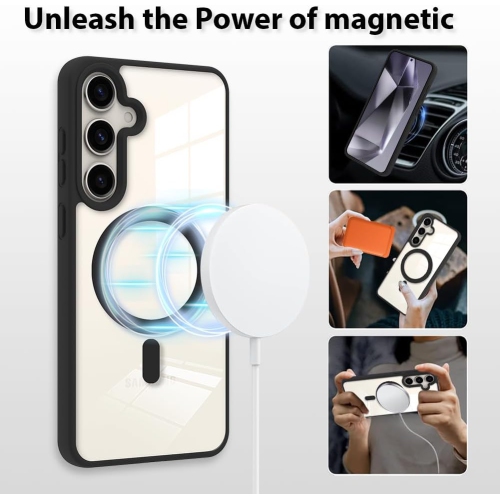 [CS] Étui transparent rigide magnétique MagSafe hybride pour Samsung Galaxy S24 FE, vin