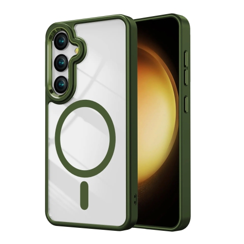 [CS] Transparent Hard PC Hybrid Magnetic MagSafe Case Cover for Samsung Galaxy S25 / S24, Green