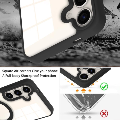 [CS] Transparent Hard PC Hybrid Magnetic MagSafe Case Cover for Samsung Galaxy S25 / S24, Black