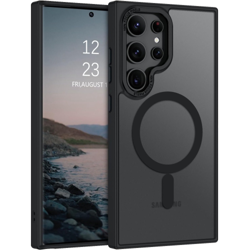 [CS] Matte Silicone Hybrid Magnetic MagSafe Case Cover for Samsung Galaxy S24 Ultra, Black