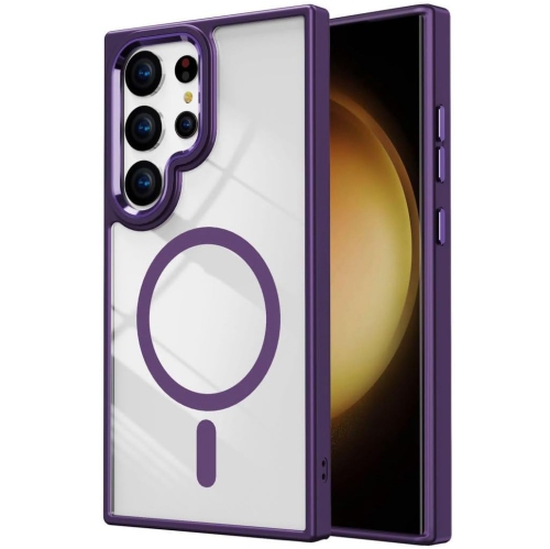 [CS] Transparent Hard PC Hybrid Magnetic MagSafe Case Cover for Samsung Galaxy S24 Ultra, Purple
