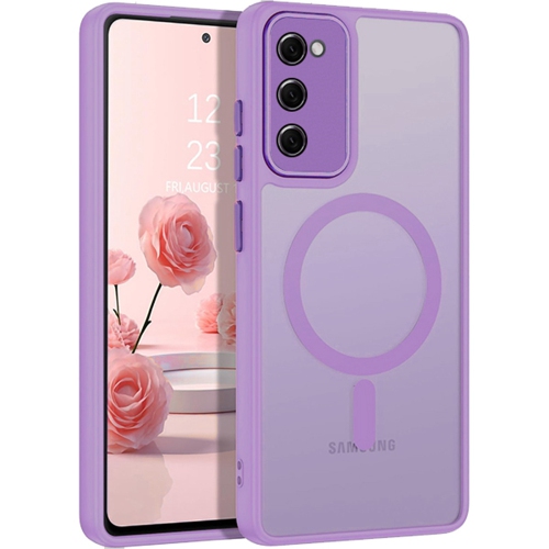 [CS] Étui magnétique en silicone mat avec MagSafe pour Samsung Galaxy S20 FE, violet pâle
