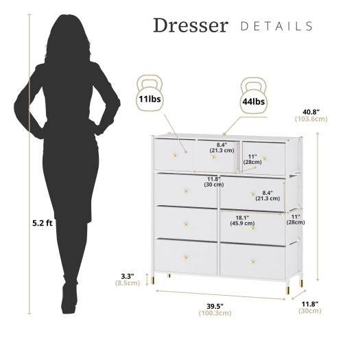Tall Dresser Storage with Baskets | 4 Tier - 9 Drawers | Chest of Drawers