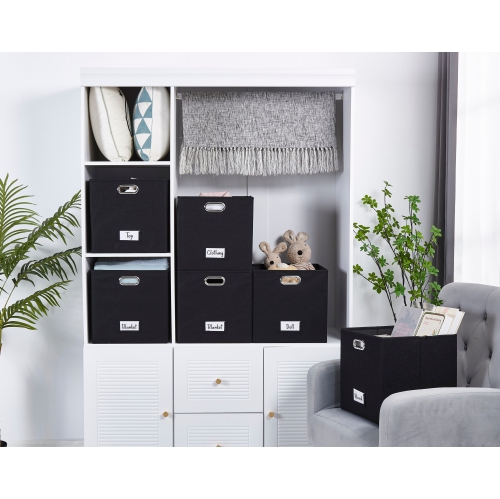 13" Collapsible Cube Storage Bin with Label Holder | Felt Storage Bins