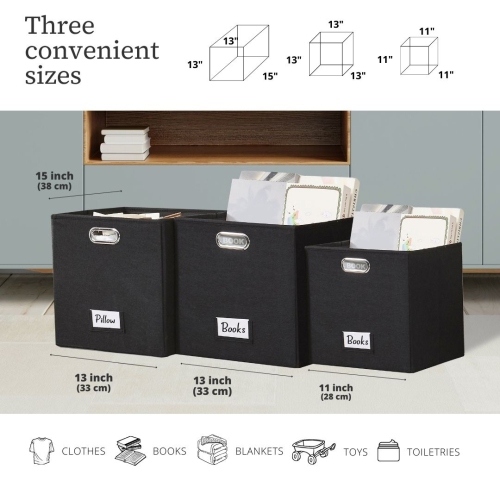 13" Collapsible Cube Storage Bin with Label Holder | Felt Storage Bins