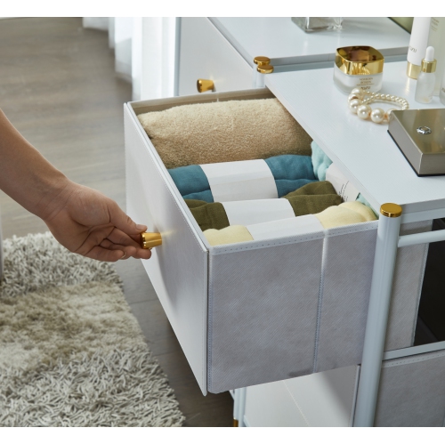 Nightstand With Drawers | 3-Tier Bed Side Table | End Table Storage with Baskets