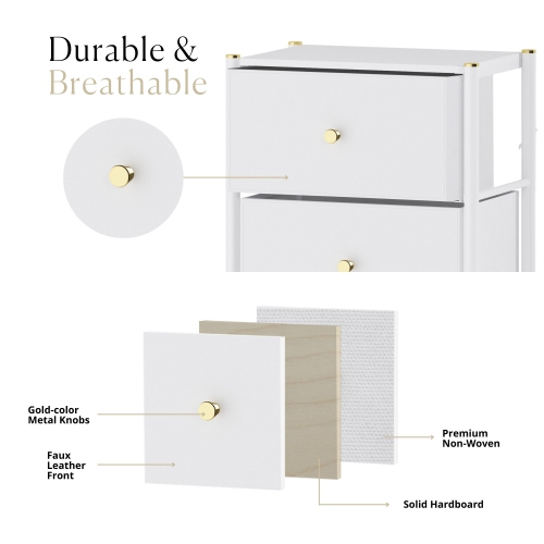 Nightstand With Drawers | 3-Tier Bed Side Table | End Table Storage with Baskets