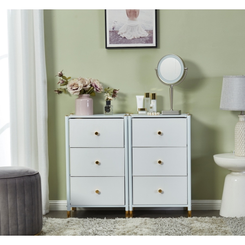 Nightstand With Drawers | 3-Tier Bed Side Table | End Table Storage with Baskets