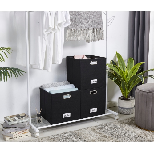 11" Collapsible Cube Storage Bin with Label Holder | Felt Storage Bins
