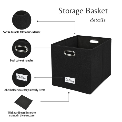 11" Collapsible Cube Storage Bin with Label Holder | Felt Storage Bins